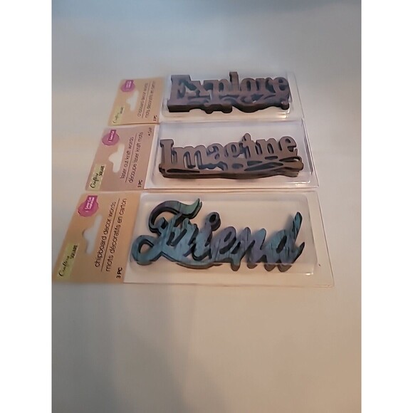 Crafter's Square Laser Cut Words Mix LOT OF 3 Packages TOTAL 9 Words New - Picture 2 of 6